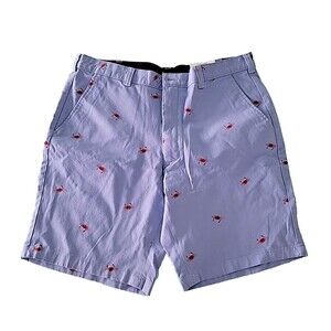 CLUB ROOM Chino Short 9" Blue Red Crab Print 4 way stretch sz 34 NWT $55